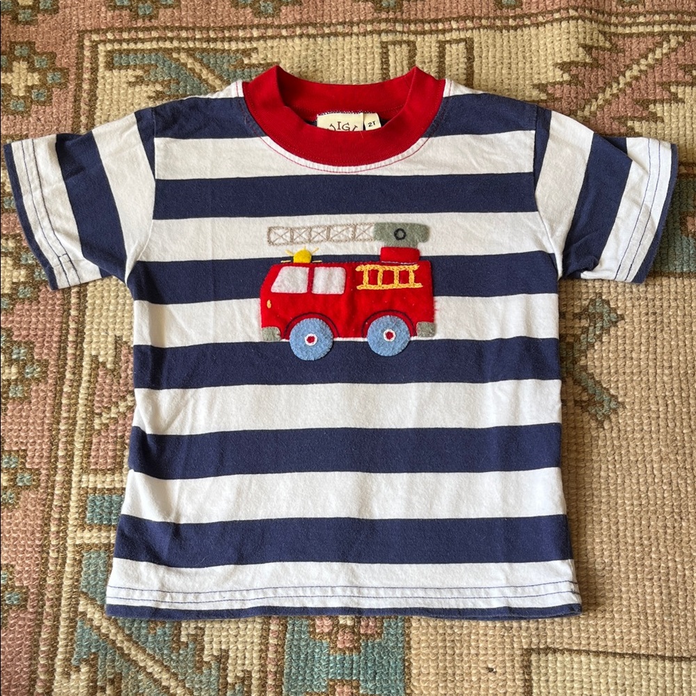 Luigi Kids Fire Truck Short Sleeve Shirt - size 2T